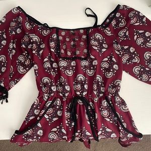 Floral Maroon Dressy Romper - Size M